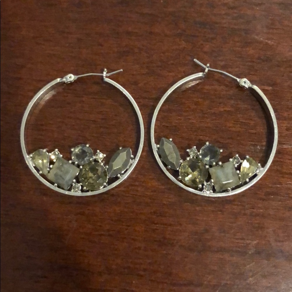 Hoop earrings with gem interior